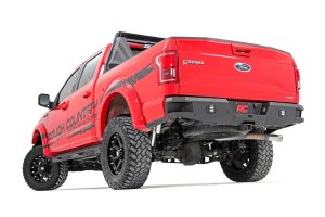 Ford F-150 Rear Bumper - Rough Country - LED with Black-Series 2in LED Flush Mount Cubes - Black - '15-'20